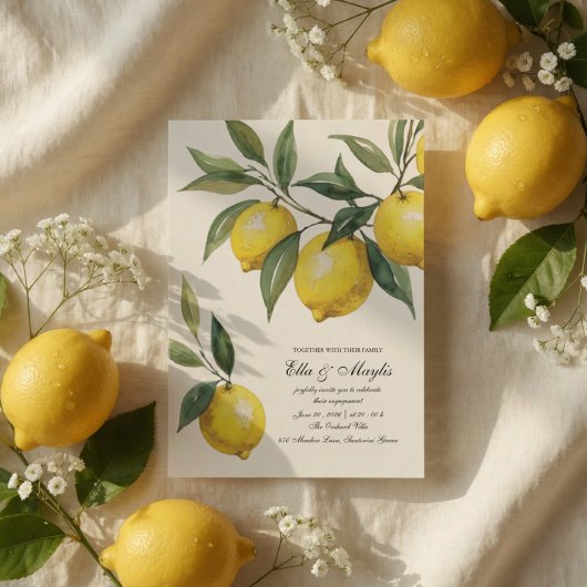 Invitation à la soirée de fiançailles au citron |