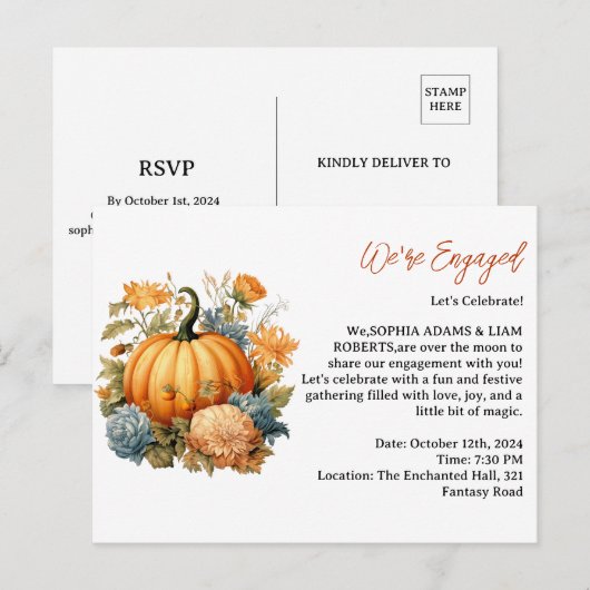 Invitation à la soirée de fiançailles d'automne so (Devant / Derrière)
