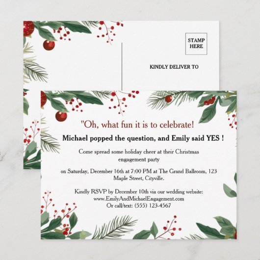Invitation à la soirée de fiançailles de Noël Roug (Devant / Derrière)