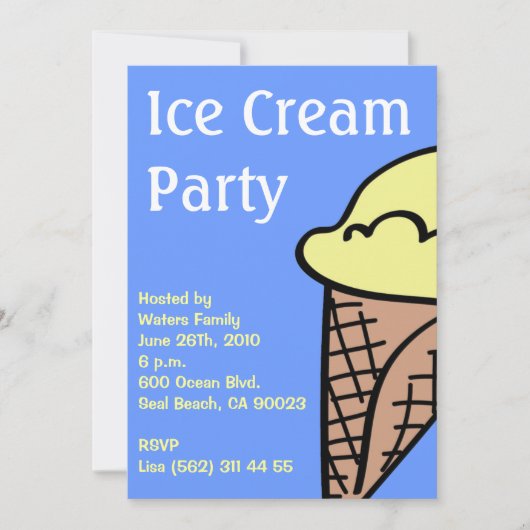 Invitation à la soirée de glaces (Devant)