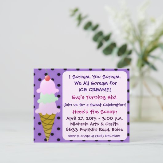 Invitation à la soirée de glaces (Debout devant)