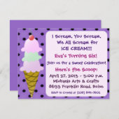 Invitation à la soirée de glaces (Devant / Derrière)