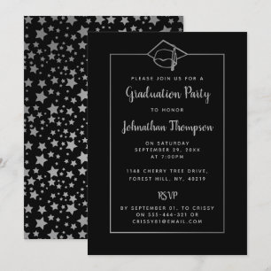 Invitation à la soirée de graduation Black & Silve