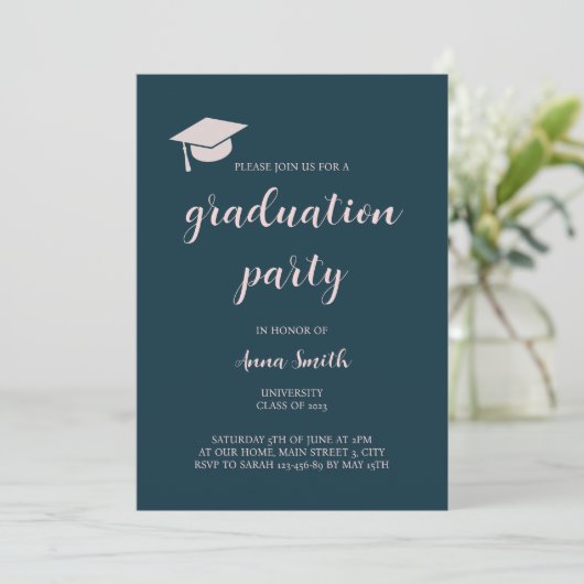 Invitation à la soirée de graduation en bleu de la (Debout devant)