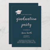 Invitation à la soirée de graduation en bleu de la (Devant / Derrière)