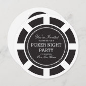 Invitation à la soirée de jeu Black Poker Chip (Devant / Derrière)