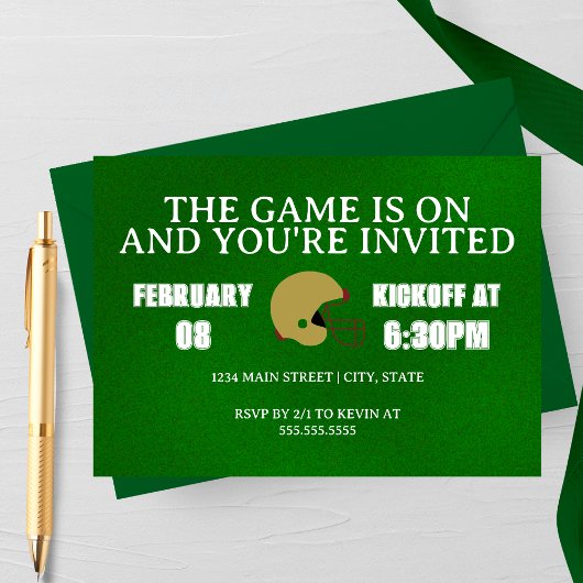 Invitation à la soirée de jeu de football vert