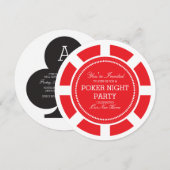 Invitation à la soirée de jeu Red Poker Chip (Devant / Derrière)