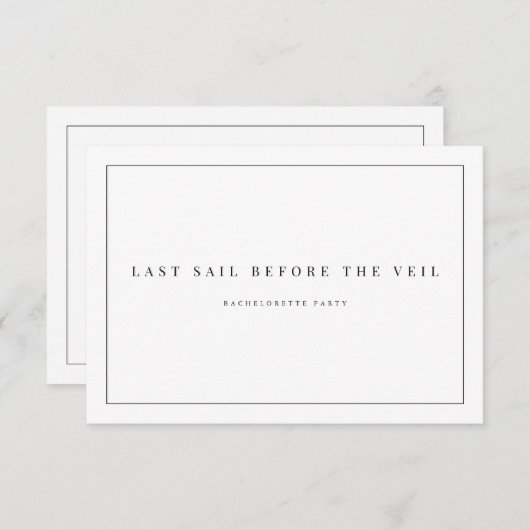 Invitation à la soirée de la Bachelorette blanche  (Devant / Derrière)