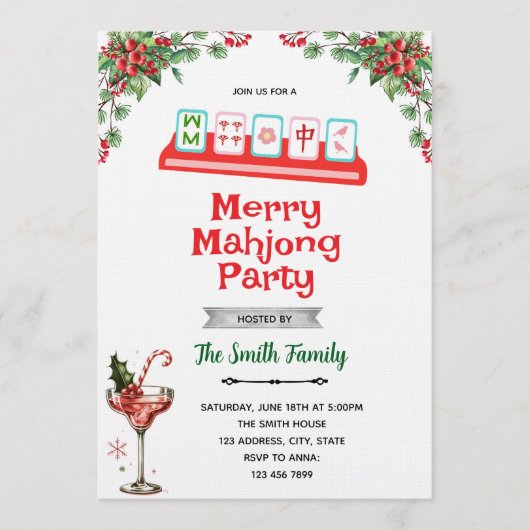 Invitation à la soirée de Mahjong de Noël (Devant)