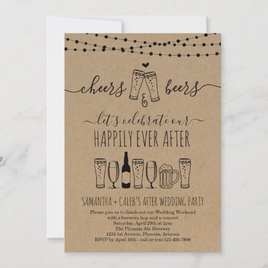Invitation à la soirée de mariage Cheers & Beer (Devant)