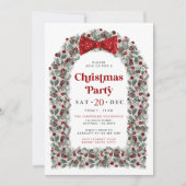 Invitation à la soirée de Noël avec un nœud rouge (Devant)