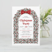 Invitation à la soirée de Noël avec un nœud rouge (Debout devant)