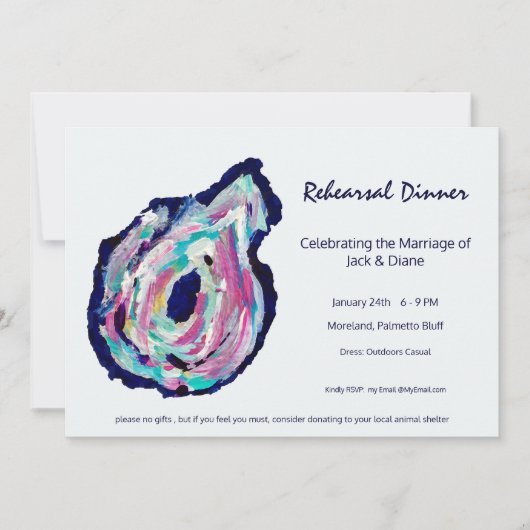 Invitation à la soirée de répétition / dîner d'huî (Devant)