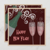 Invitation à la soirée de réveillon Bubbly Champag (Devant / Derrière)