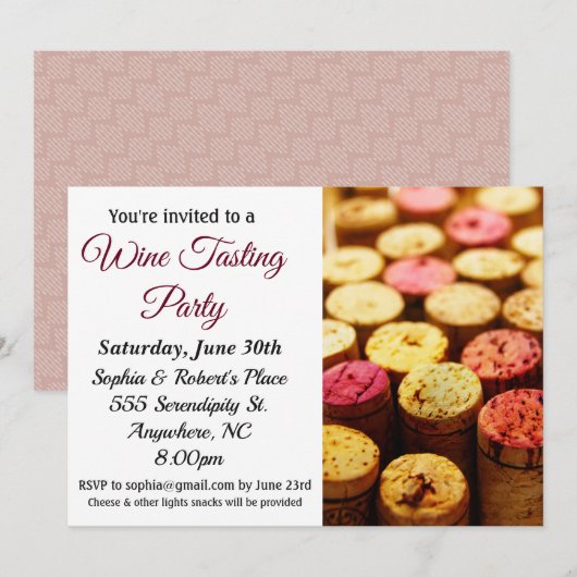 Invitation à la soirée dégustation de vin (Devant / Derrière)