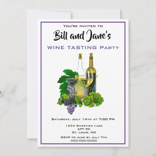 Invitation à la soirée dégustation de vin (Devant)