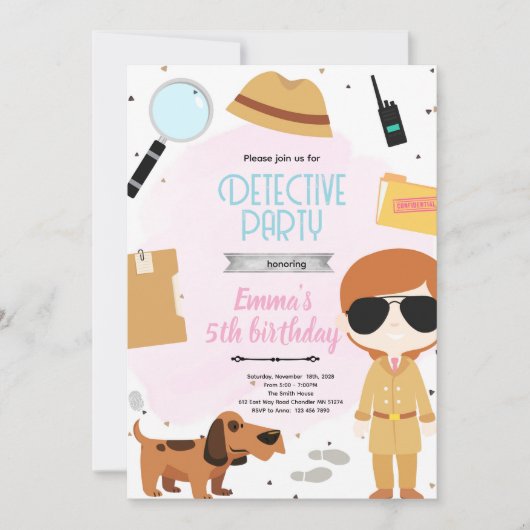 Invitation à la soirée d'enquête des filles (Devant)