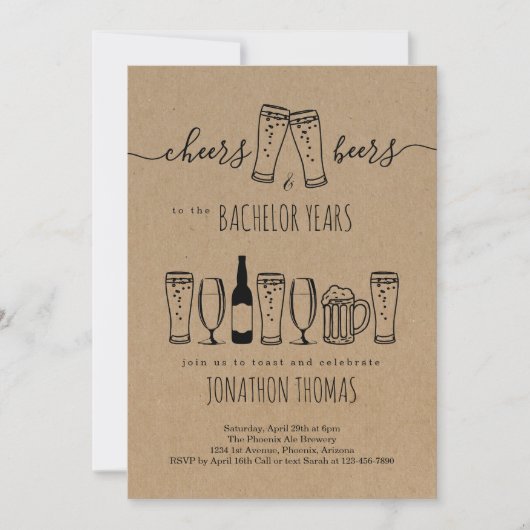 Invitation à la soirée d'enterrement de vie de gar (Devant)