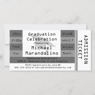 Invitation à la soirée d'entrée unique en argent