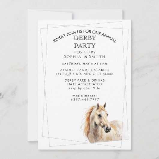 Invitation à la soirée des courses de chevaux derb (Devant)