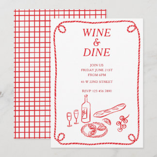Invitation à la soirée d'été Vin et Dîner