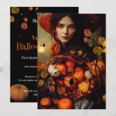 Invitation à la soirée d'Halloween de la sorcière (Devant / Derrière)
