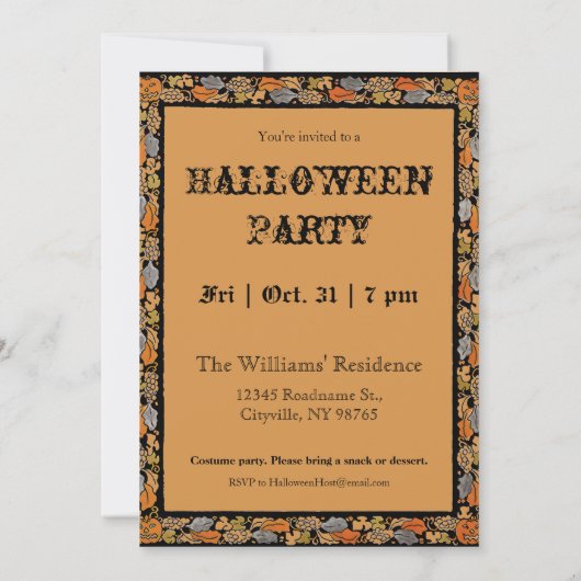 Invitation à la soirée d'Halloween Starry (Dos)