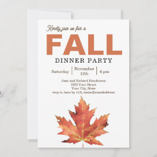 Invitation à la soirée dîner des feuilles d'automn