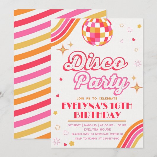 Invitation à la soirée disco groovy (Devant / Derrière)