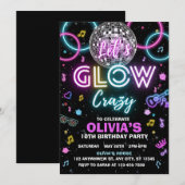 Invitation à la soirée disco Let's Glow Crazy - bo (Devant / Derrière)