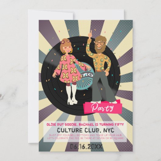 Invitation à la soirée Disco Retro (Devant)