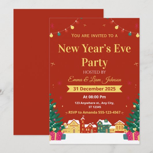 Invitation à la soirée du Nouvel An 2026 (Devant / Derrière)