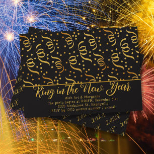 Invitation à la soirée du Nouvel An avec confettis