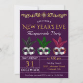 Invitation à la soirée du Nouvel An avec masques d (Devant)