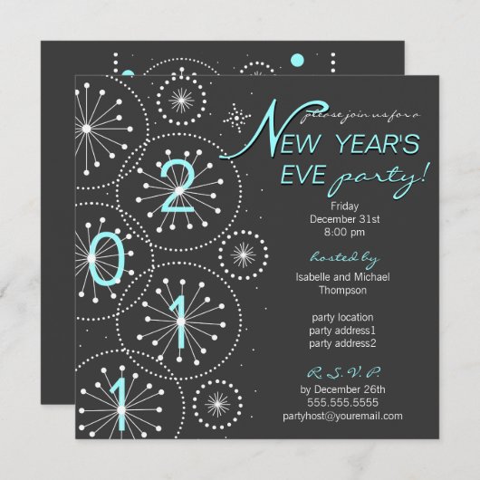 Invitation à la Soirée du Nouvel An de Sparkle (Devant / Derrière)