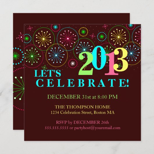 Invitation à la Soirée du Nouvel An de Sparkle (Devant / Derrière)