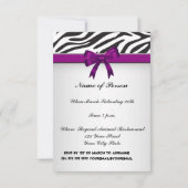 Invitation à la soirée entre filles thème Zèbre av (Dos)