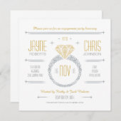 Invitation à la soirée Fiançailles Argent et Or (Devant / Derrière)