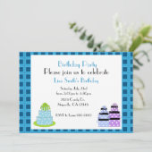 Invitation à la soirée gâteau d'anniversaire Polka (Debout devant)