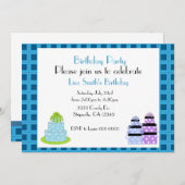 Invitation à la soirée gâteau d'anniversaire Polka (Devant / Derrière)