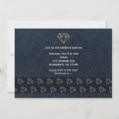 Invitation à la soirée glamour dorée et bleue Deni (Dos)
