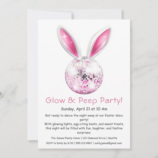 Invitation à la soirée Glow & Peep – Disco de Pâqu (Devant)