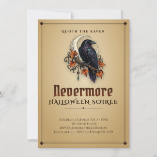 Invitation à la soirée gothique Halloween Raven Ne