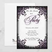 Invitation à la soirée gothique noire et violette (Devant / Derrière)