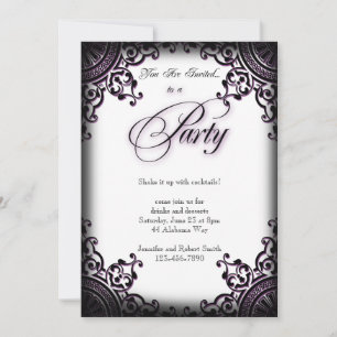 Invitation à la soirée gothique noire et violette
