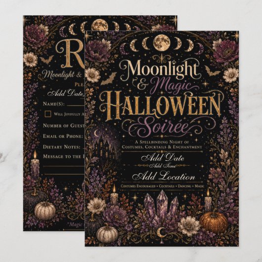 Invitation à la Soirée Halloween Moonlight & Magic (Devant / Derrière)