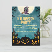 Invitation à la Soirée Halloween Sorcière & Citrou (Debout devant)