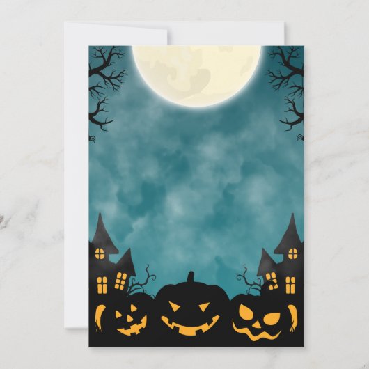 Invitation à la Soirée Halloween Sorcière & Citrou (Dos)