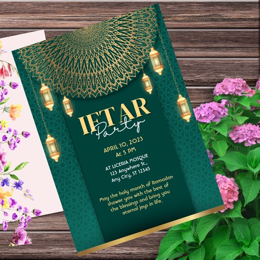 Invitation à la soirée Iftar de Ramadan verte et d